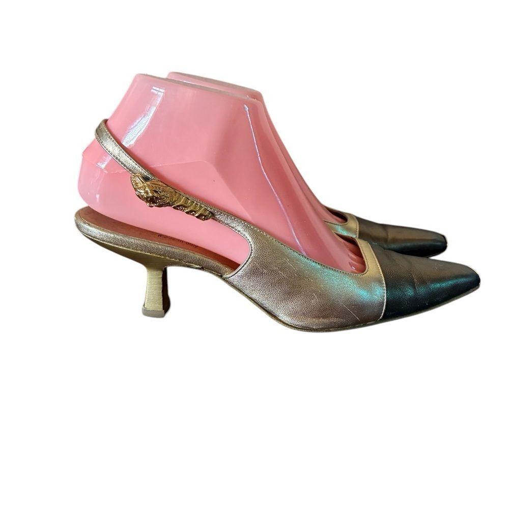 Gucci Shoes Gold and Black Heels Woman’s Size 6.5 Wide - Picture 2 of 16